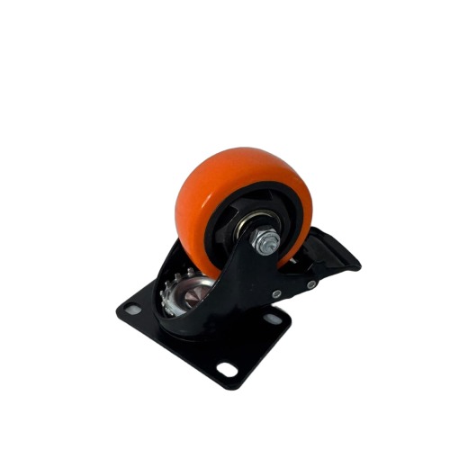 ROUE PIVOT  D50MM+FREIN ORANGE