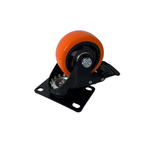 ROUE PIVOT  D65+FREIN ORANGE