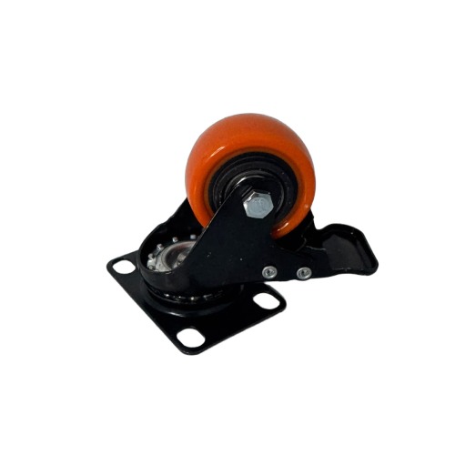 ROUE PIVOT  D75+FREIN ORANGE